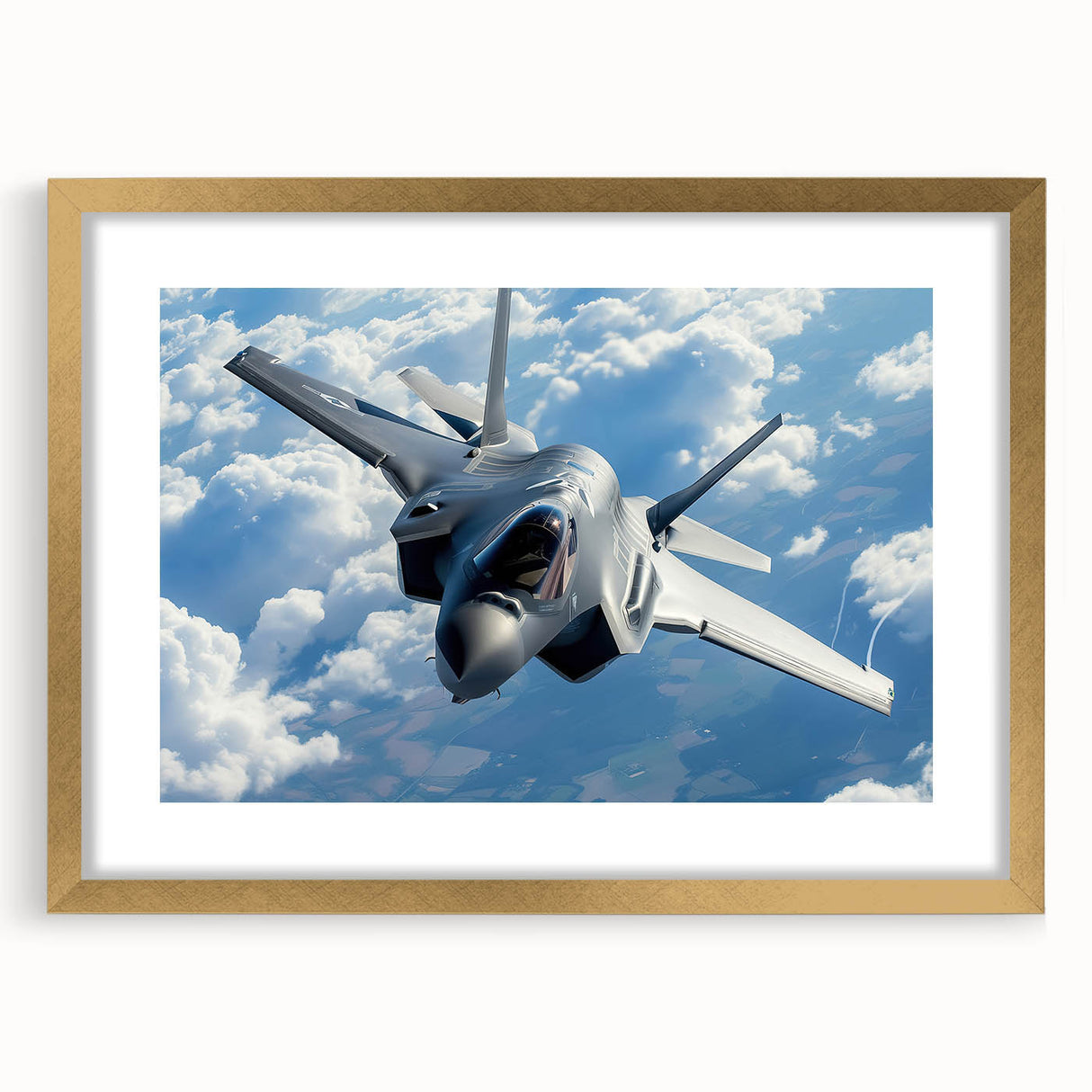 Textured art print of an abstract airplane design in gold and black tones on a framed canvas, suitable for bedroom decor.
