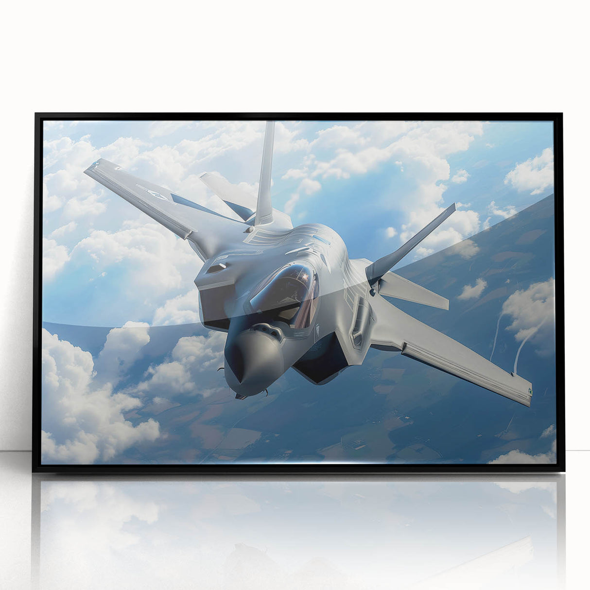 Large abstract wall art featuring a mid-century modernist airplane design in black and gray tones, ideal for dining room art.
