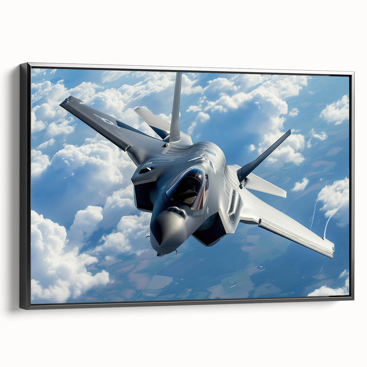 Black and white vintage airplane poster art on framed canvas, ideal for bedroom wall decor.