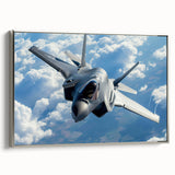 Framed canvas of a vintage airplane in grayscale with colorful landscape background, ideal for office decor.