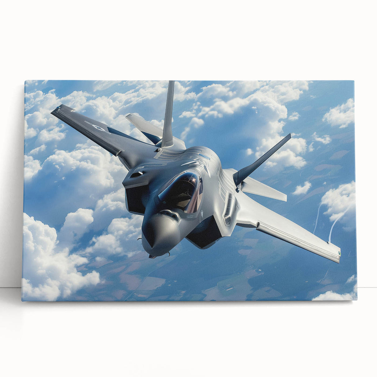 Black and white photograph of an airplane on stretched canvas, suitable as large kitchen wall art or for bedroom decor.