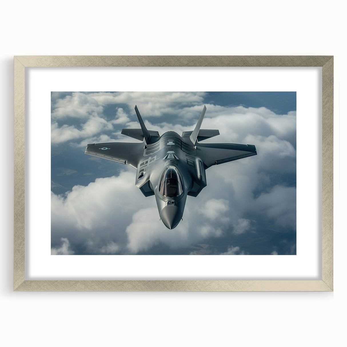 Textured art print of abstract airplanes in silver and gray tones on a framed canvas, suitable for bedroom decor.