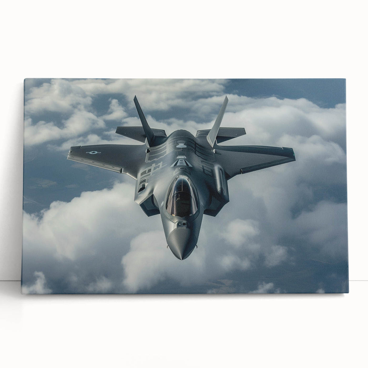 Black and white photograph of a vintage airplane on stretched canvas, suitable as kitchen wall art or for a bedroom.