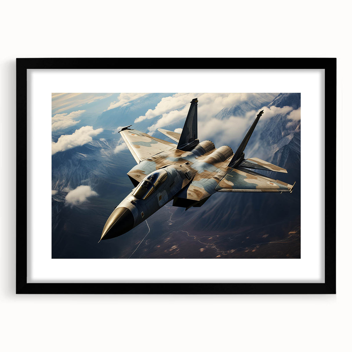 Extra large abstract art print of colorful airplanes on textured canvas, framed in black, ideal for living room decor.