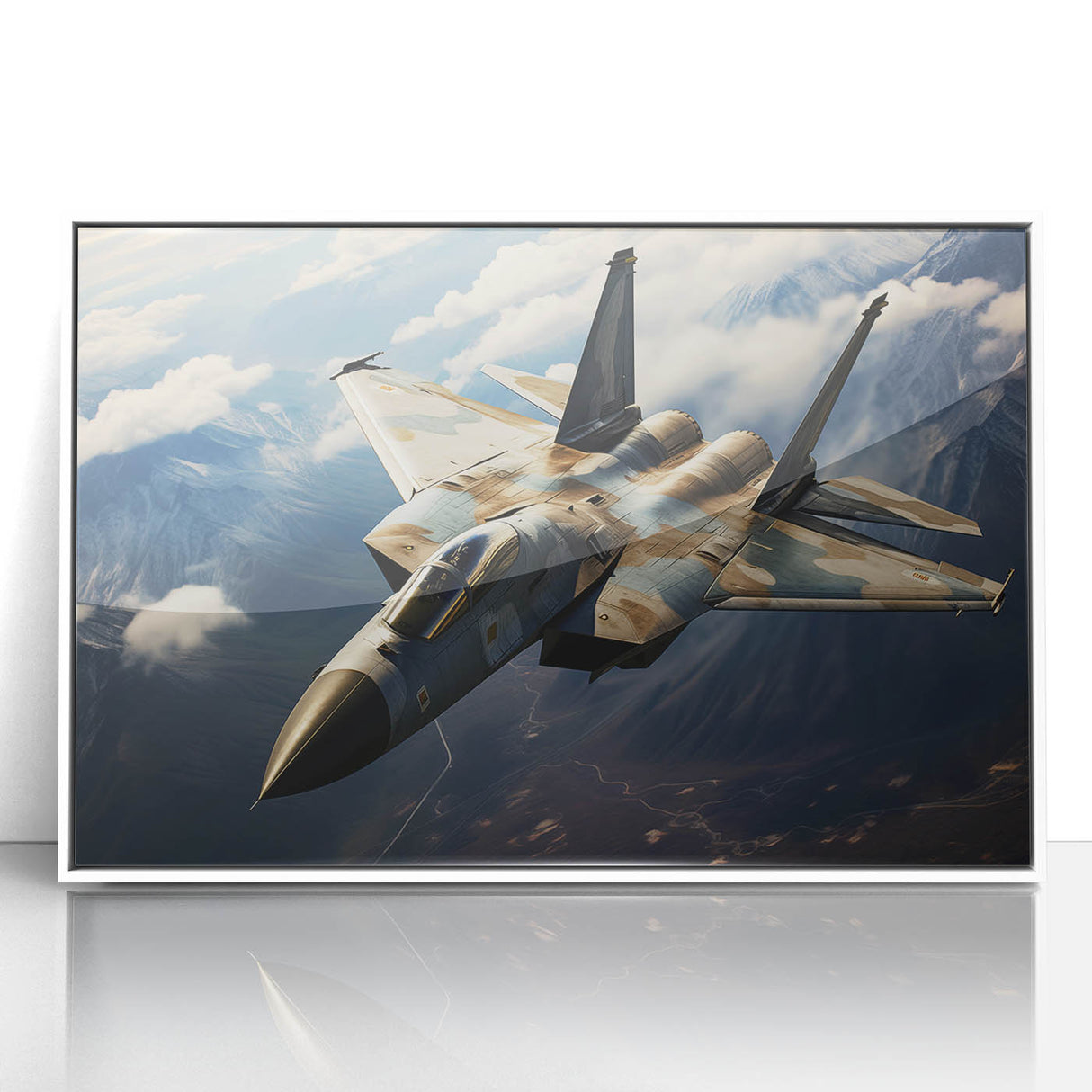 Large abstract wall art depicting airplanes in muted blues and grays, framed acrylic, ideal for modern office decor.