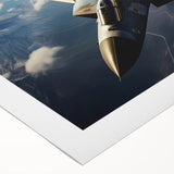 Art deco poster of a vintage airplane in muted beige and brown, rolled canvas, suitable for dining room wall.