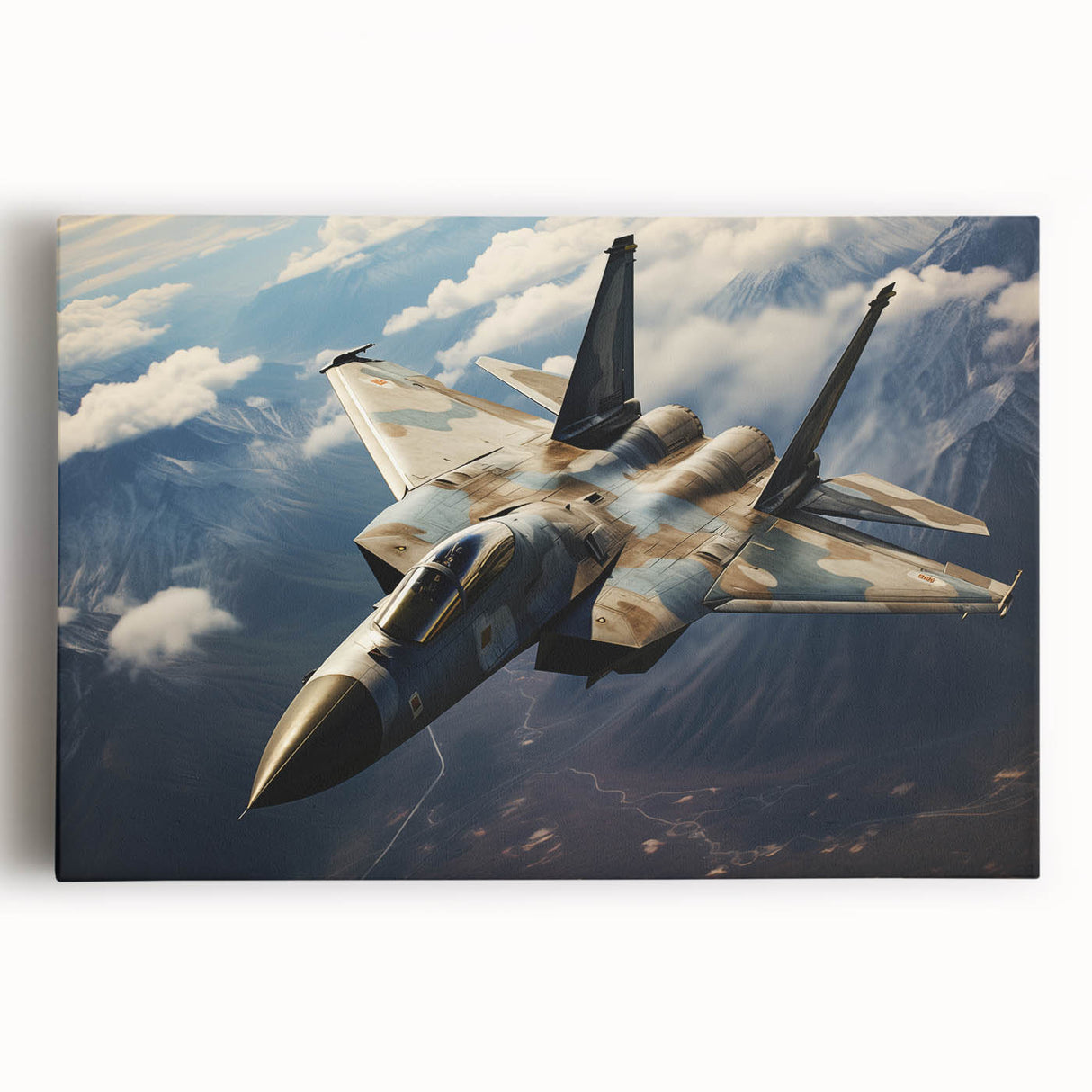 Black and white photo of a vintage airplane on stretched canvas, ideal for kitchen wall art.