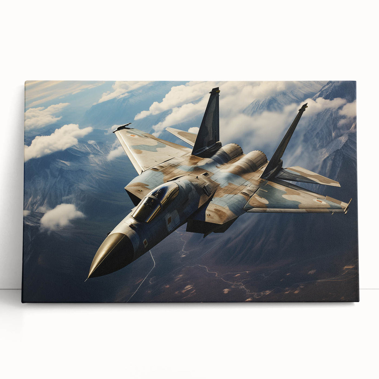 Black and white photo of a vintage airplane on a stretched canvas, ideal for kitchen wall art or bedroom ambiance.