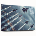 Acrylic print of a large abstract airplane design in grayscale, suitable for bedroom or dining room decor.