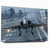 Acrylic print of a side-view airplane, in grayscale, ideal for modern bedroom or dining room decor.