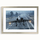 Abstract art print of an airplane in silver and gray tones on a framed canvas, suitable for dining room or bedroom.