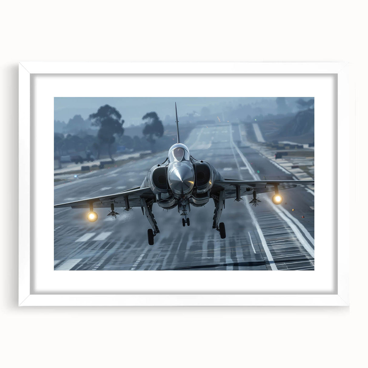 Extra large abstract art print featuring a textured airplane design in gray tones on a white framed canvas.