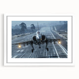 Extra large abstract art print featuring a textured airplane design in gray tones on a white framed canvas.
