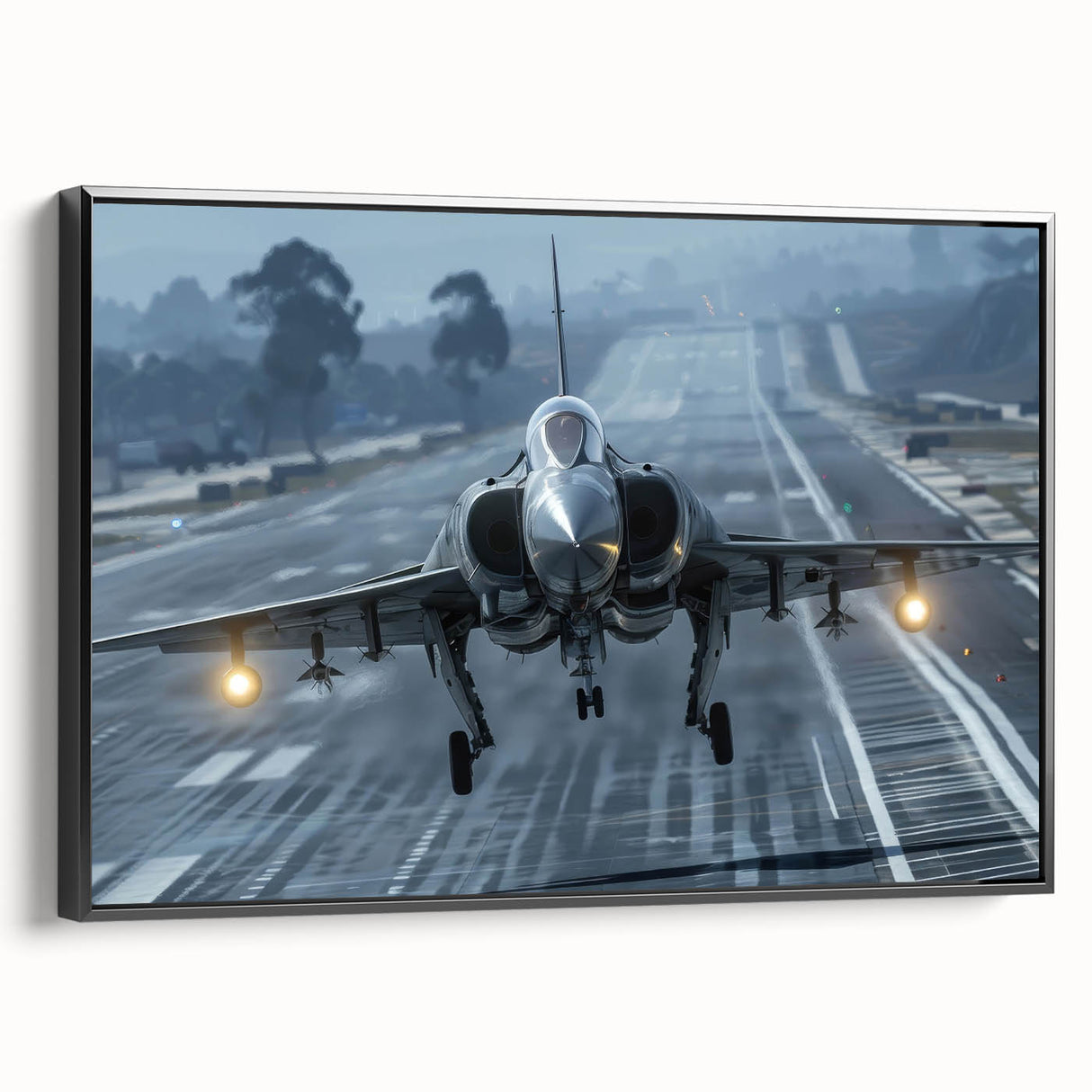 Black and white vintage poster art of an airplane side view on framed canvas, suitable for bedroom wall decor.
