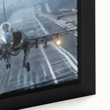 Extra large framed canvas of a colorful, textured airplane on a black background, ideal for living room decor.