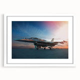 Extra large abstract art print of an airplane in textured gray and blue tones on a white framed canvas.