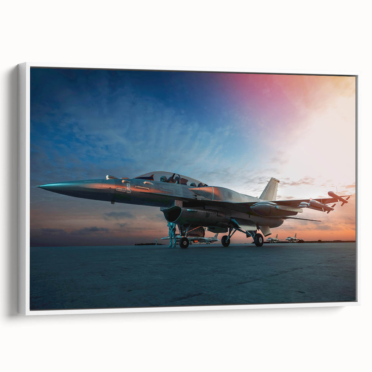 Framed canvas featuring a vintage airplane design in black and white, ideal for bedroom wall art.