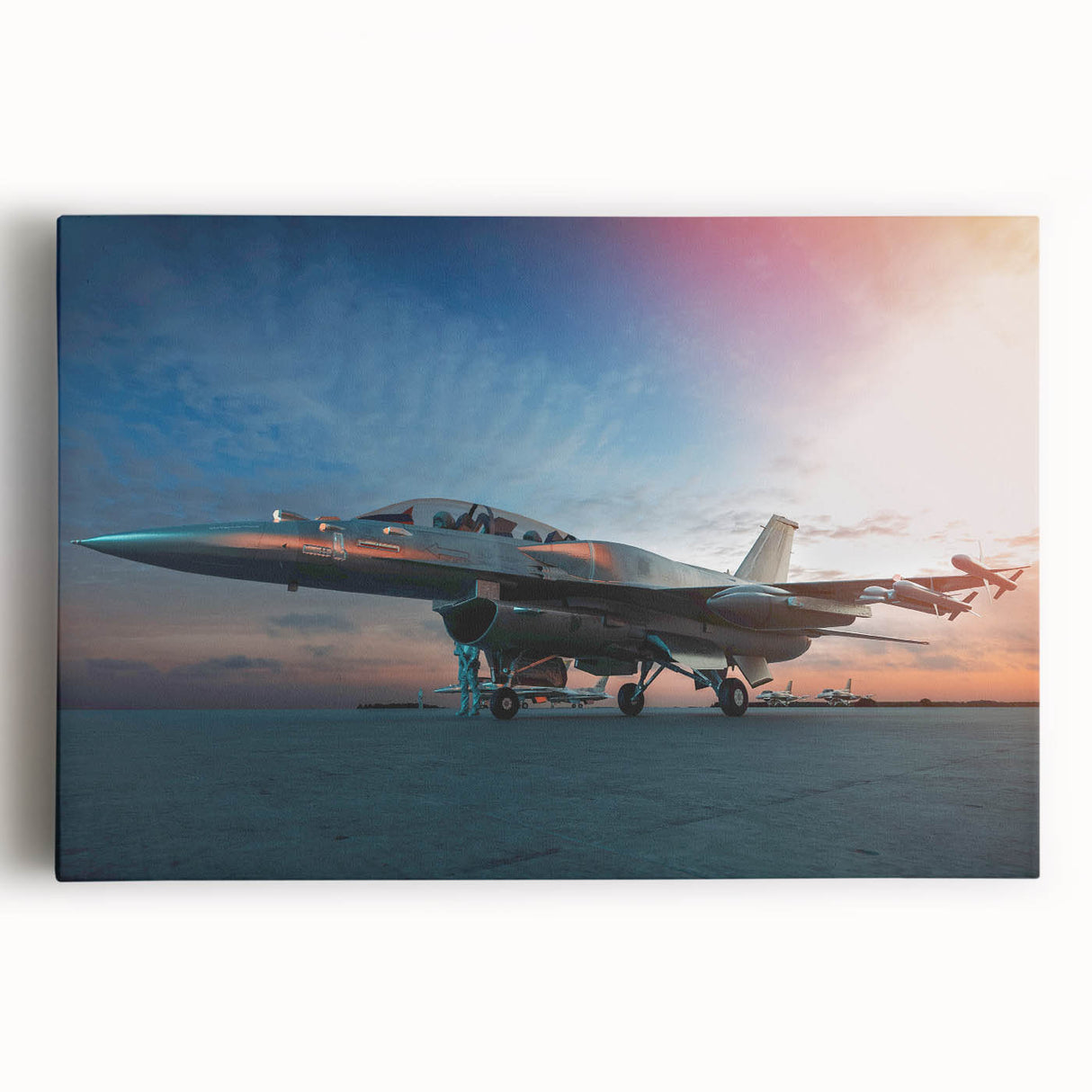 Black and white photo of a vintage airplane on stretched canvas, ideal for kitchen wall art.