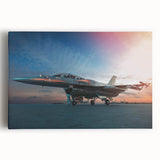 Black and white photo of a vintage airplane on stretched canvas, ideal for kitchen wall art.