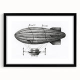 Extra large abstract art print featuring a colorful airship design on textured canvas, ideal for living room decor.