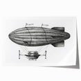 Vintage airship illustration in muted sepia tones on extra large rolled canvas, ideal for dining room wall art.