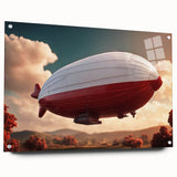 Acrylic print of a large abstract airship in muted grays, ideal for modern bedroom or dining room decor.