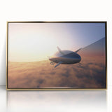 Art Deco airship poster in gold and black tones, acrylic framed, ideal for modern nursery wall decor.