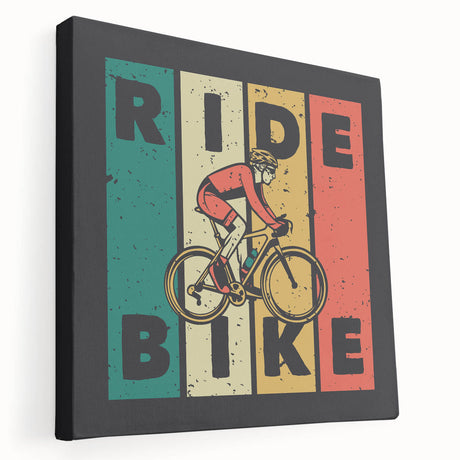 Side view of a vintage bicycle on a large stretched canvas, featuring muted earth tones, ideal for kitchen wall art.