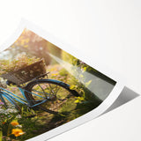 Extra large wall art featuring a line art design of a bicycle surrounded by floral patterns in soft gray tones on a rolled…