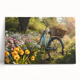 Black and white photo of a vintage bicycle on a stretched canvas, ideal for kitchen wall art.