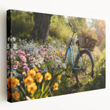 Side view of a vintage bicycle in muted earth tones on stretched canvas, suitable for kitchen wall art.