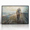 Large abstract wall art featuring a minimalist bicycle design in black and white, framed in acrylic.