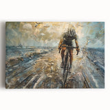 Black and white print of a vintage bicycle on stretched canvas, ideal for kitchen wall art or bedroom decor.