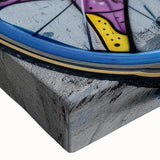 Black and white photo of a solitary bicycle on a stretched canvas, ideal for bedroom wall art.