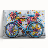 Black and white photo of a vintage bicycle on stretched canvas, suitable as kitchen wall art or for bedroom decor.