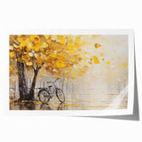 Extra large rolled print of a vintage bicycle on a muted floral background, ideal for art wall dining room.