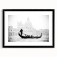 Extra large abstract art print featuring a colorful, textured depiction of a gondola, framed in black.