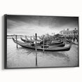 Black and white framed canvas featuring a vintage gondola landscape, ideal for bedroom wall art.