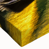 Black and white photo of a gondola on calm waters, printed on large stretched canvas, suitable for bedroom wall decor.