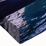 Black and white landscape art painting of a gondola on a canal, printed on large stretched canvas.