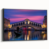 Black and white framed canvas featuring a vintage gondola landscape, ideal for bedroom wall decor.