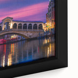 Extra large framed canvas featuring a close-up of a black gondola with colorful, textured art, ideal for living room decor.