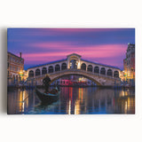 Black and white photograph of a gondola on water, printed on large stretched canvas, suitable for kitchen wall art.
