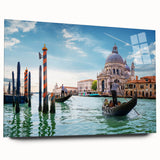 Acrylic print of a Venetian gondola in muted earth tones, ideal for bedroom or dining room art.