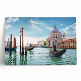 Black and white stretched canvas featuring a gondola on calm waters, ideal for kitchen wall art or bedroom ambiance.