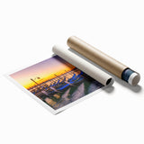 Extra large rolled print of a gondola on a calm canal, featuring muted earth tones, ideal for classy bathroom wall art.