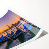 Extra large rolled print featuring a line art depiction of a gondola, rendered in black and white.