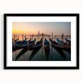 Extra large abstract art print of a colorful gondola on textured canvas, framed in black, ideal for living room decor.
