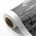 Art deco poster of a gondola on water in muted blue tones, on rolled canvas, ideal for nursery wall art.