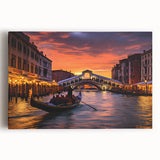 Black and white photo of a gondola on water on stretched canvas, suitable as large kitchen wall art.